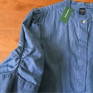 Icone by Simons Cotton Denim Puff Sleeve Shirt Blue
